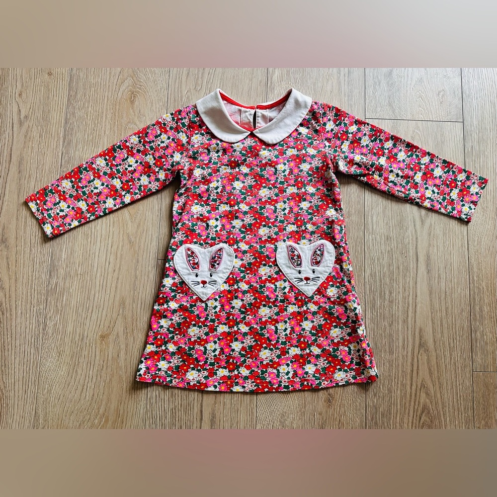 Floral Long Sleeve Dress with Bunny Pockets size 5